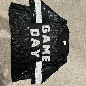 Black Sequin 'Game Day' Top